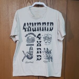 4Hunnid Men's Large Vintage Graphic Cream Short Sleeve Tee